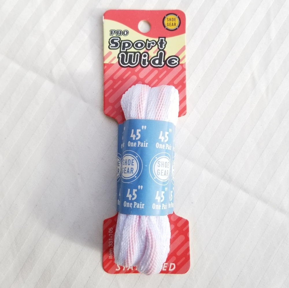 Brand New Pro Sport Wide Shoe Laces White/Pink